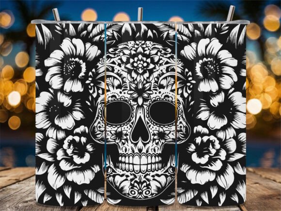 Black Floral Sugar Skull Laser Tumbler: A Designer's Take