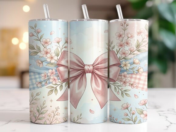 Coquette Bow Floral 20oz Tumbler Wrap