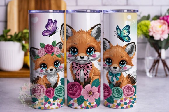Cute Baby Fox Glitter Tumbler Wrap PNG Review
