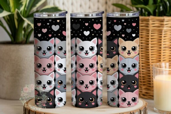 Cute Cat Faces Pink Gray 20oz Tumbler Review