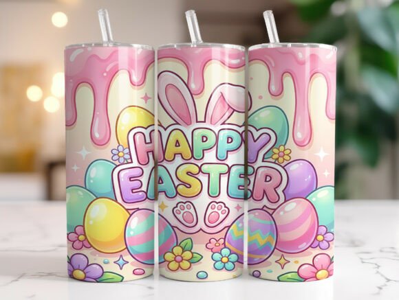 Cute Pastel Easter 20oz Tumbler Wrap PNG