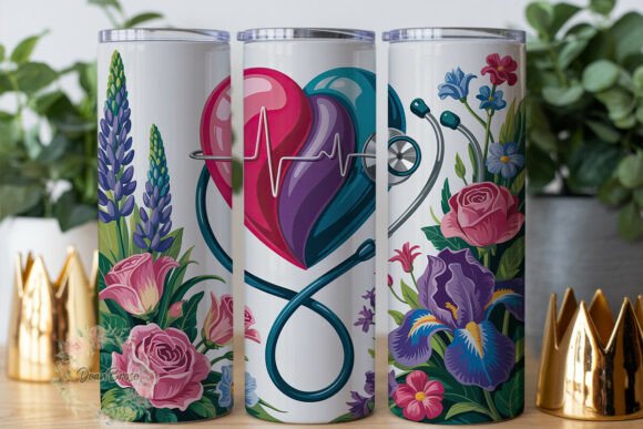 Floral Heart Stethoscope 20oz Tumbler Design Review