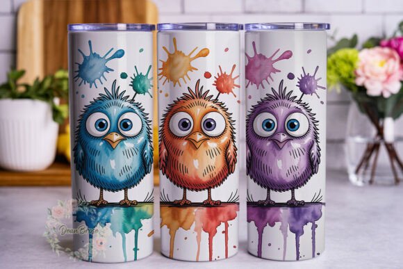 Funny Watercolor Birds: A Designer's Take on Tumbler Art