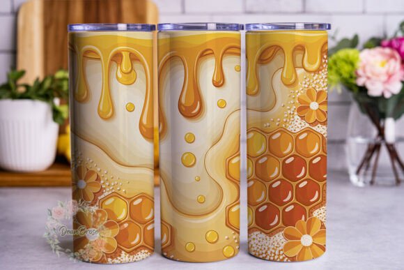 Glossy Honeycomb Drip: A Designer's Take on the 20oz Wrap