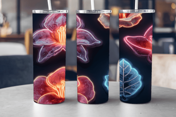 Neon Flowers 20oz Tumbler Wrap