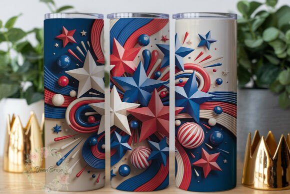 Patriotic Stars Swirl Tumbler Wrap PNG Review