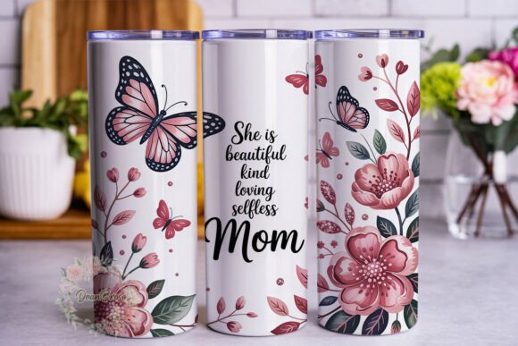 Pink Butterfly Floral Mom Tumbler Design Review