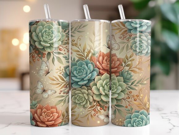 Review: Boho Succulent Floral Butterfly Tumbler Design