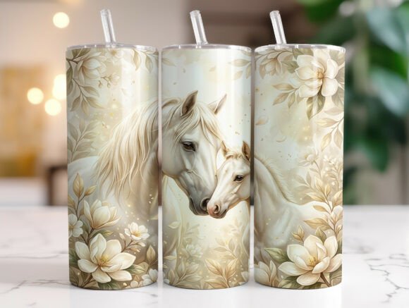 Review: Elegant White Horse Floral Tumbler Design