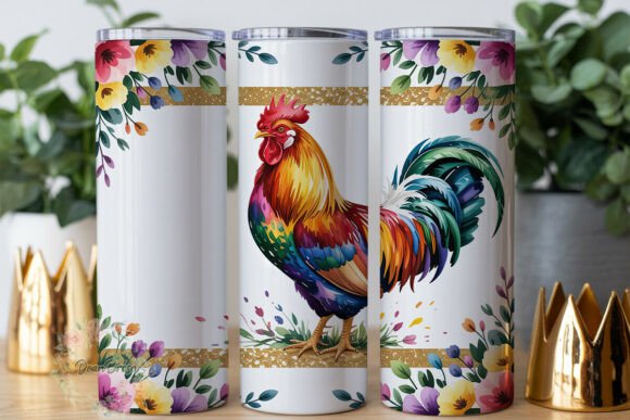 Review: Watercolor Rooster Glitter 20oz Tumbler Design