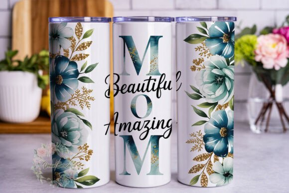 Review: Watercolor Teal Floral MOM Tumbler Design