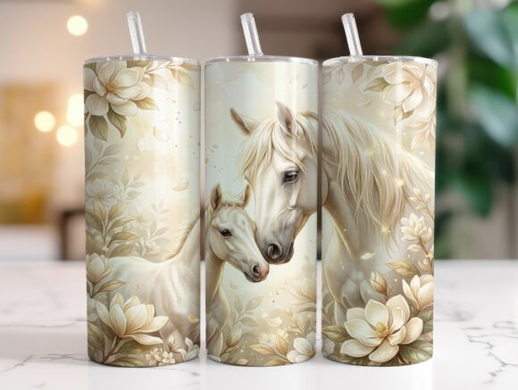 Review: White Mama Horse Floral Tumbler Wrap PNG