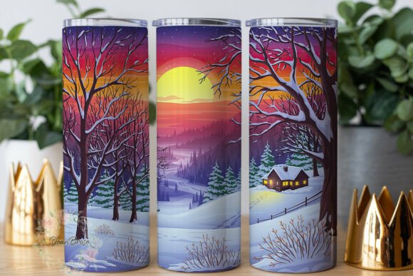 Review: Winter Cabin Sunset 20oz Tumbler Wrap Design