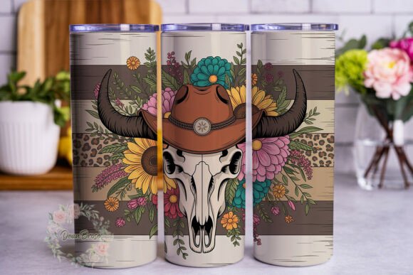 Rustic Boho Skull Sunflowers Tumbler: A Designer's Take