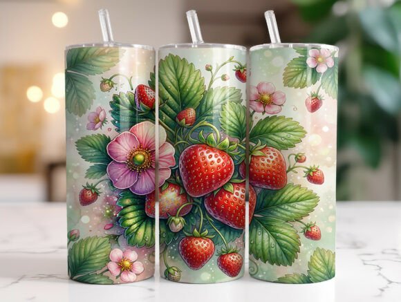 Strawberry Floral 20oz Tumbler Wrap PNG Review